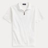 Polos Ralph Lauren blancos de malla elástica con cremallera para hombre