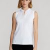 Polos Ralph Lauren blancos sin mangas con cremallera de un cuarto para mujer Polos Ralph Lauren blancos sin mangas con cremallera de un cuarto para mujer