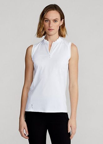 Polos Ralph Lauren blancos sin mangas con cremallera de un cuarto para mujer