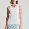 Polos Ralph Lauren blancos sin mangas con cremallera de un cuarto para mujer Polos Ralph Lauren blancos sin mangas con cremallera de un cuarto para mujer