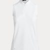 Polos Ralph Lauren blancos sin mangas con cremallera de un cuarto para mujer Polos Ralph Lauren blancos sin mangas con cremallera de un cuarto para mujer