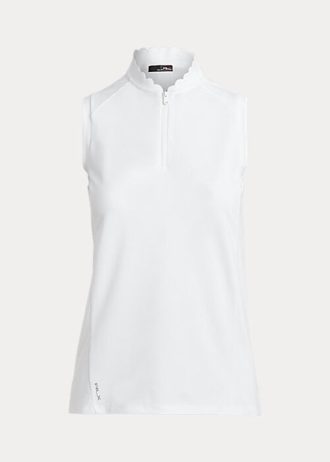 Polos Ralph Lauren blancos sin mangas con cremallera de un cuarto para mujer