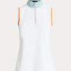 Polos Ralph Lauren blancos sin mangas con cremallera de un cuarto para mujer Polos Ralph Lauren blancos sin mangas con cremallera de un cuarto para mujer