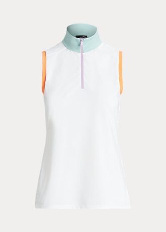 Polos Ralph Lauren blancos sin mangas con cremallera de un cuarto para mujer