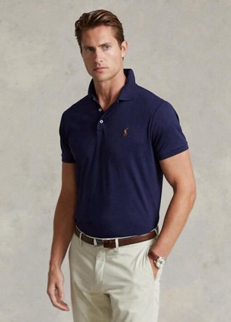 Polos Ralph Lauren de algodón suave, ajustados y personalizados, para hombre, color azul marino Polos Ralph Lauren de algodón suave, ajustados y personalizados, para hombre, color azul marino