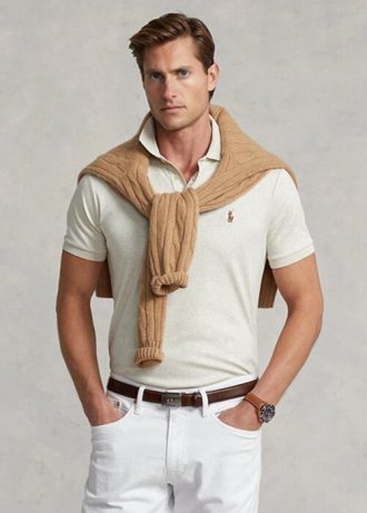 Polos Ralph Lauren de algodón suave, entallados y personalizados, color beige para hombre Polos Ralph Lauren de algodón suave, entallados y personalizados, color beige para hombre