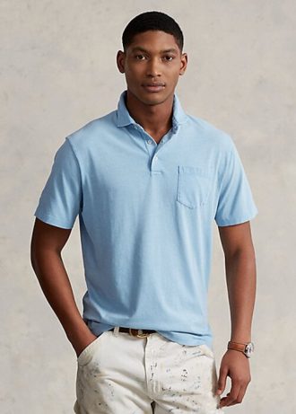 Polos Ralph Lauren de algodón y lino de corte clásico para hombre en azul Polos Ralph Lauren de algodón y lino de corte clásico para hombre en azul