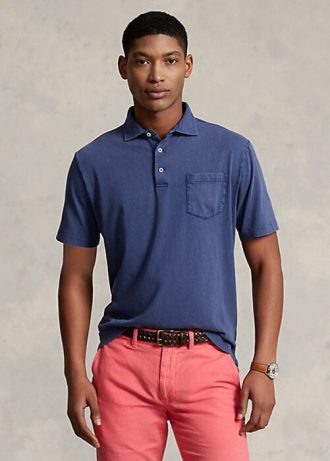 Polos Ralph Lauren de algodón y lino de corte clásico para hombre en azul marino Polos Ralph Lauren de algodón y lino de corte clásico para hombre en azul marino