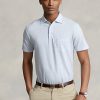 Polos Ralph Lauren de algodón y lino en azul claro para hombre, corte entallado y personalizado
