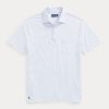 Polos Ralph Lauren de algodón y lino en azul claro para hombre, corte entallado y personalizado