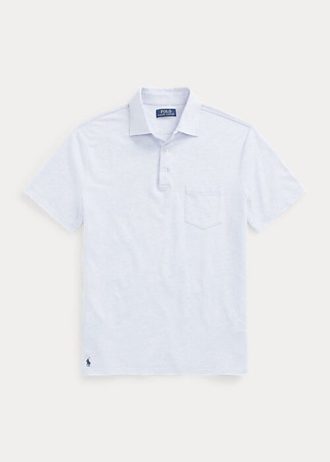 Polos Ralph Lauren de algodón y lino en azul claro para hombre, corte entallado y personalizado Polos Ralph Lauren de algodón y lino en azul claro para hombre, corte entallado y personalizado