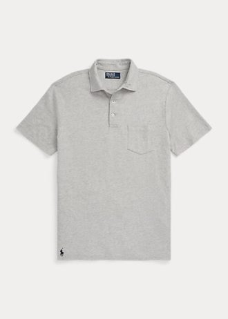 Polos Ralph Lauren de algodón y lino en gris para hombre, corte entallado y personalizado Polos Ralph Lauren de algodón y lino en gris para hombre, corte entallado y personalizado