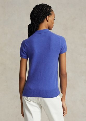 Polos Ralph Lauren de cachemira azul de corte entallado para mujer
