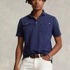 Polos Ralph Lauren de corte clásico con bolsillo de malla para hombre en azul marino