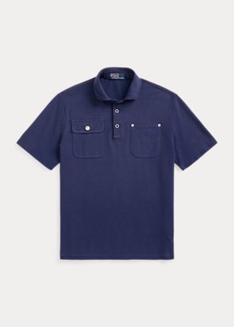 Polos Ralph Lauren de corte clásico con bolsillo de malla para hombre en azul marino Polos Ralph Lauren de corte clásico con bolsillo de malla para hombre en azul marino