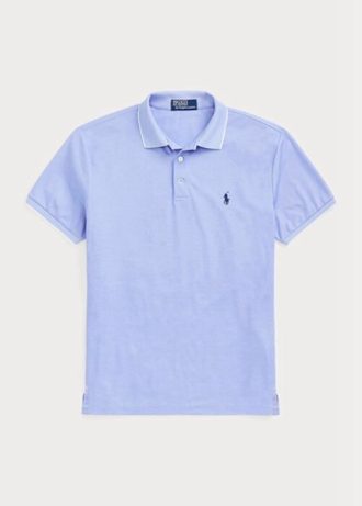 Polos Ralph Lauren de corte entallado con diseño de ojo de pájaro en azul para hombre