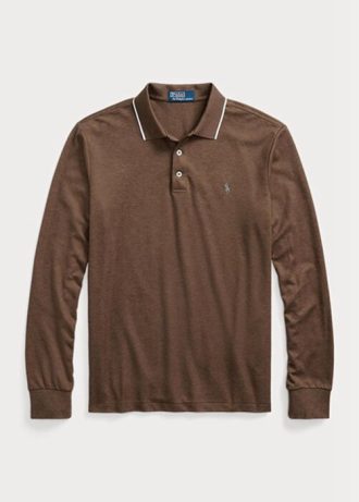 Polos Ralph Lauren de corte entallado con diseño de ojo de pájaro en marrón para hombre Polos Ralph Lauren de corte entallado con diseño de ojo de pájaro en marrón para hombre