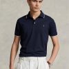 Polos Ralph Lauren de corte entallado con diseño de ojo de pájaro para hombre, color azul marino