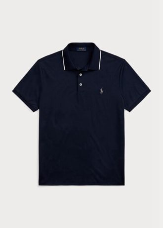 Polos Ralph Lauren de corte entallado con diseño de ojo de pájaro para hombre, color azul marino Polos Ralph Lauren de corte entallado con diseño de ojo de pájaro para hombre, color azul marino