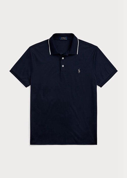 Polos Ralph Lauren de corte entallado con diseño de ojo de pájaro para hombre, color azul marino