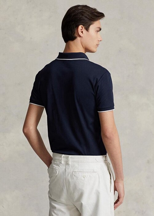Polos Ralph Lauren de corte entallado con diseño de ojo de pájaro para hombre, color azul marino