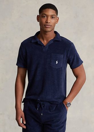 Polos Ralph Lauren de felpa entallados y personalizados para hombre en color azul marino Polos Ralph Lauren de felpa entallados y personalizados para hombre en color azul marino