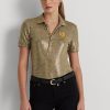 Polos Ralph Lauren de jersey con estampado metalizado dorado para mujer