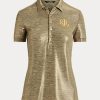 Polos Ralph Lauren de jersey con estampado metalizado dorado para mujer