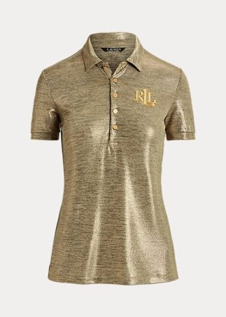 Polos Ralph Lauren de jersey con estampado metalizado dorado para mujer