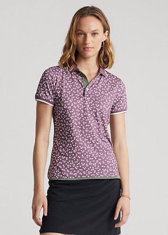 Polos Ralph Lauren de jersey elástico entallado morado para mujer