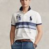 Polos Ralph Lauren de malla Big Pony de corte entallado para hombre, color blanco