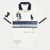 Polos Ralph Lauren de malla Big Pony de corte entallado para hombre, color blanco
