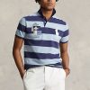 Polos Ralph Lauren de malla Big Pony de corte entallado y personalizado para hombre en azul Polos Ralph Lauren de malla Big Pony de corte entallado y personalizado para hombre en azul