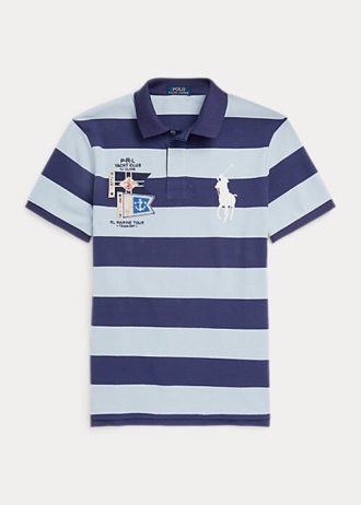 Polos Ralph Lauren de malla Big Pony de corte entallado y personalizado para hombre en azul