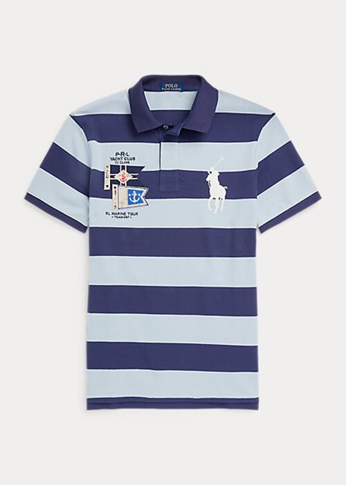 Polos Ralph Lauren de malla Big Pony de corte entallado y personalizado para hombre en azul Polos Ralph Lauren de malla Big Pony de corte entallado y personalizado para hombre en azul