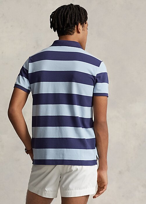 Polos Ralph Lauren de malla Big Pony de corte entallado y personalizado para hombre en azul Polos Ralph Lauren de malla Big Pony de corte entallado y personalizado para hombre en azul