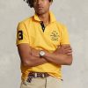Polos Ralph Lauren de malla con escudo y corte clásico amarillo para hombre