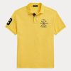 Polos Ralph Lauren de malla con escudo y corte clásico amarillo para hombre