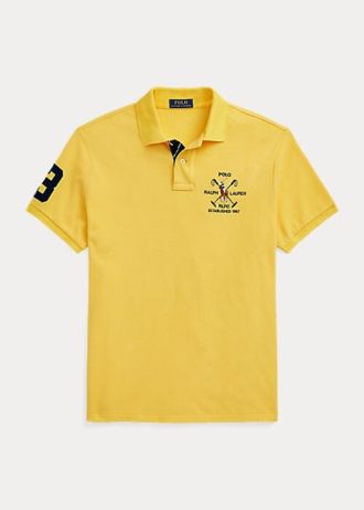 Polos Ralph Lauren de malla con escudo y corte clásico amarillo para hombre