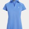Polos Ralph Lauren de malla con tapeta festoneada para mujer en azul Polos Ralph Lauren de malla con tapeta festoneada para mujer en azul