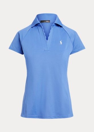 Polos Ralph Lauren de malla con tapeta festoneada para mujer en azul