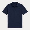 Polos Ralph Lauren de malla elástica con cremallera para hombre en azul marino
