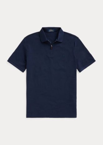 Polos Ralph Lauren de malla elástica con cremallera para hombre en azul marino