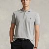 Polos Ralph Lauren de malla elástica de corte entallado personalizados para hombre en gris Polos Ralph Lauren de malla elástica de corte entallado personalizados para hombre en gris