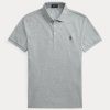 Polos Ralph Lauren de malla elástica de corte entallado personalizados para hombre en gris Polos Ralph Lauren de malla elástica de corte entallado personalizados para hombre en gris