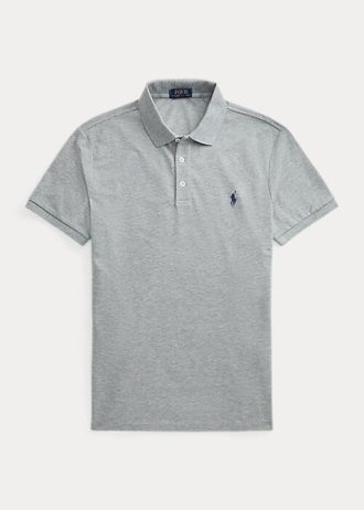 Polos Ralph Lauren de malla elástica de corte entallado personalizados para hombre en gris