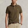 Polos Ralph Lauren de malla entallados y personalizados en color oliva para hombre Polos Ralph Lauren de malla entallados y personalizados en color oliva para hombre