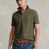 Polos Ralph Lauren de malla entallados y personalizados en color oliva para hombre Polos Ralph Lauren de malla entallados y personalizados en color oliva para hombre