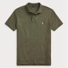 Polos Ralph Lauren de malla entallados y personalizados en color oliva para hombre Polos Ralph Lauren de malla entallados y personalizados en color oliva para hombre