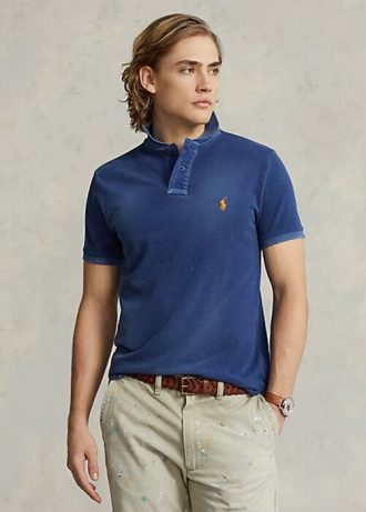 Polos Ralph Lauren de malla remendada de corte clásico para hombre en azul marino